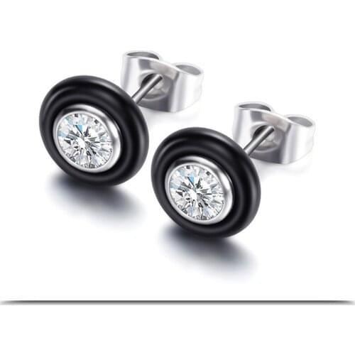 2021 Hot Sale 2 Colors ceramic inlaid zircon female Crystal from Swarovskis new fashion Titanium steel earrings Fit Women