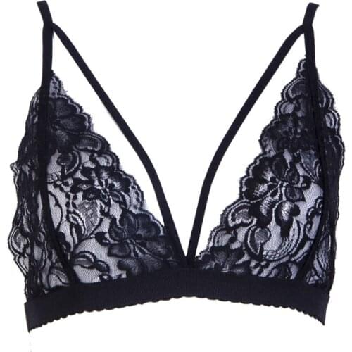 Womens Lace Bra Push-up Underwear Black Floral Transparent Bra Sexy Lingerie Bra Womens Pajamas Sexy Underwear