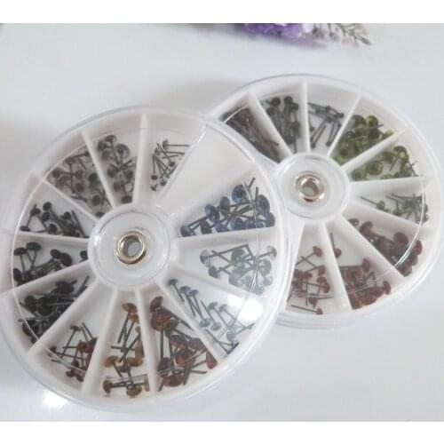 120pcs/box--3mm/4mm/5mm pin glass toy eyes for diy handcraft findings --clear/blue/coffee/black color-5box/lot