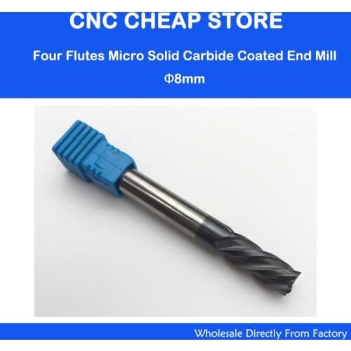 2pcs 8*8*20*75mm 4F carbide end mill HRC55 4 Flute Milling cutter cnc Router endmill End milling bits cnc tools cutting tool