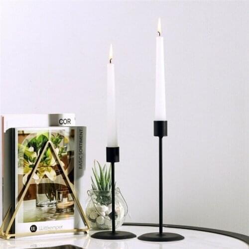 2Pcs/Set Candle Holder New Fashion Solid Color Metal Candlestick Desktop Decor For Home Office Bar Wedding Table Decor