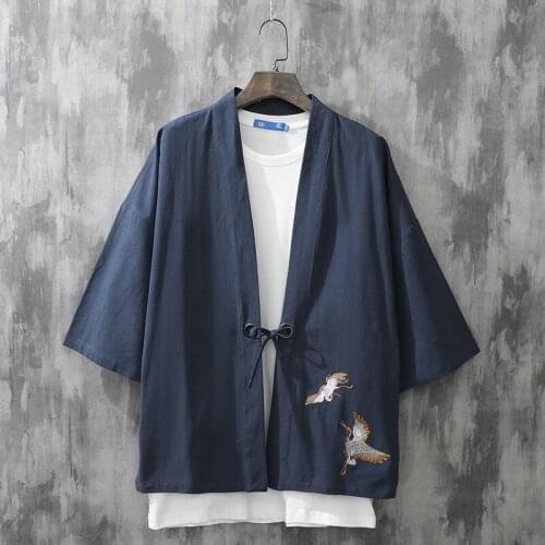 2021 chinese style improved hanfu top red-crowned crane embroidery hanfu long sleeve kimono cardigan vintage style tang suit