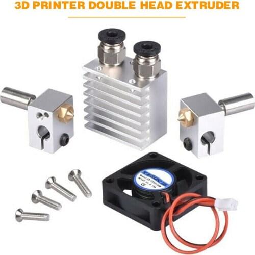 3D Printer Dual Heads Extruder Hot End Kits 2 IN 2 Out Extruder V6 Dual Extruder For 3D Printer 0.4mm 1.75mm Filament