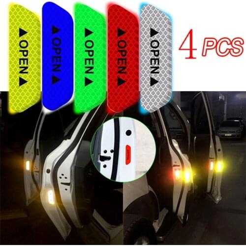 Night Car Door Opening Safety 3D Reflective Stickers Car Door Stickers Warning Bumper Anti-collision Strip Decoration Ideas