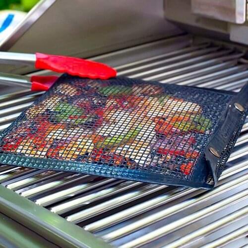 4PCS Mesh Grilling Bag Non-Stick Heat Resistant Mats High Temperatue Resistant BBQ Bake Bag Outdoor Picnic Cooking Kitchen Tool
