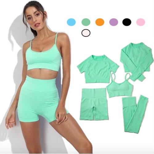 YYTZM 5PCS Energy Seamless Yoga Set Women Workout Set Sportswear Fitness Clothes For Women Clothing Gym Leggings Sport Suit