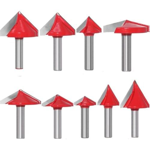 8mm Shank V Groove 3D Router Bits Solid Carbide End Mill 90 120 150 Degree W