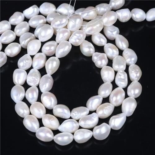 DIY Necklace Bracelat Jewelry Making 11-12mm Baroque Shape White Cultured FreeForm Freshwater Pearl Loose Beads Strand 16"