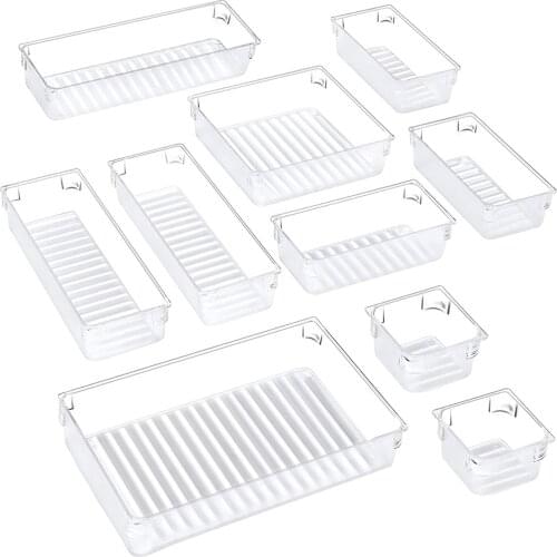 Home Transparent Simple Cosmetic Storage Box Free Combination Drawer Compartment Box 10Pcs Desk Rack Organizer