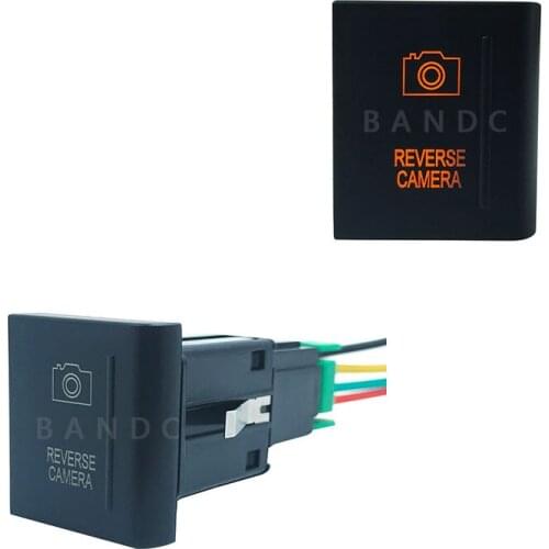 Dual YELLOW Led Light, Right Side Car REVERSE CAMERA Push Button Switch for VW Volkswagen Amarok, Auto Parts,+Wiring Connector