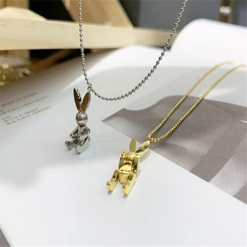 European and American titanium steel active rabbit necklace female INS simple temperamental mechanical rabbit clavicle chain new