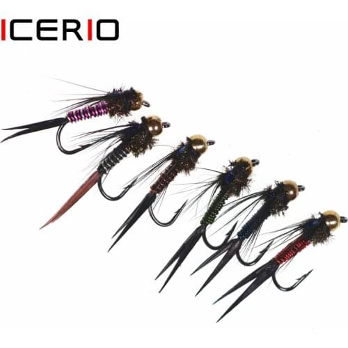 ICERIO 12PCS Zebra Colors Copper John Nymphs Mayfly Stonefly Attractor Trout Fishing Fly Lures