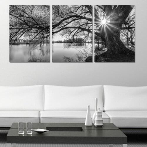 Tree Sunrise Lake pictures 5d diy diamond painting Cross Stitch crystal puzzles diamond embroidery Landscape Black and White art