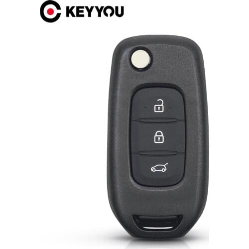 KEYYOU 10pcs Replacement 3 Button Remote Folding Flip Car Key Shell For Renault XP Megan Kadjar Koleos 2017 Case Fob Uncut Cover