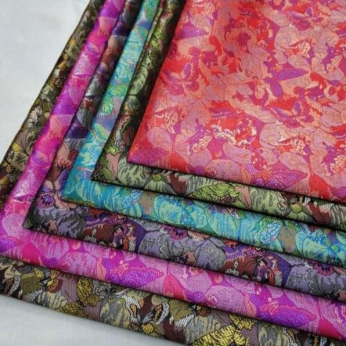 Chinese vintage embroidery Silk fabric rose brocade Satin fabric for DIY bag COSPLAY/Kimono/Stage suit 1order=1meter