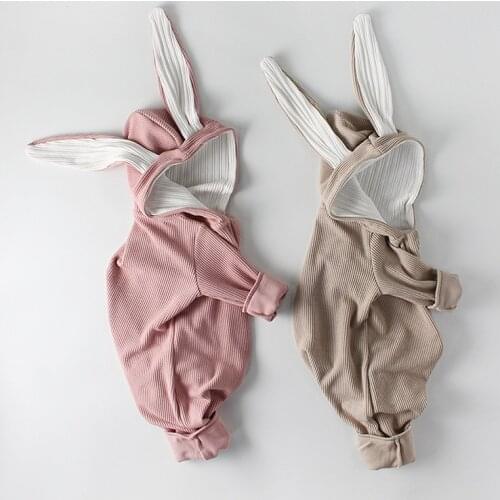 Baby Jumpsuits INS Styles Onesie For Newborns Cute Rabbit Ears Hooded Rompers Long Sleeve Spring&Fall Outfits Girls/Boys Jumper