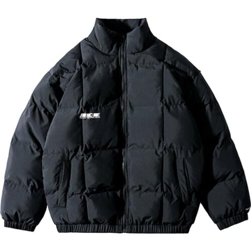 2021 Winter Fashion New Letter Printing Clothes King Size Stand Collar Coats Jacket Student Loose Casual Garment