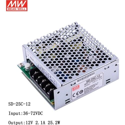 MEAN WELL SD-25C-12 Input 36~75V DC to 12V DC 2.1A DC-DC Converter Switching Power Supply 48V to 12V 25W Converter Transfomer