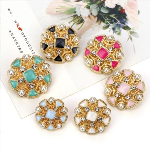 50 pieces 18-25mm fashion diamond-studded oil metal buttons trench coat woolen coat high-footed hand-sewn decorative buttons