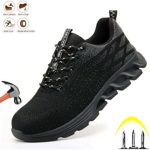 Fashion Men Safety Work Shoes Steel Toe Cap Indestructible Anti-puncture Anti-smashing Work Boots Comfortable Outdoor Sneakers