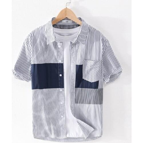 2021 Suehaiwes brand Italy style patchwork fashion shirts men casual striped shirt for men tops mens clothing chemise camisa