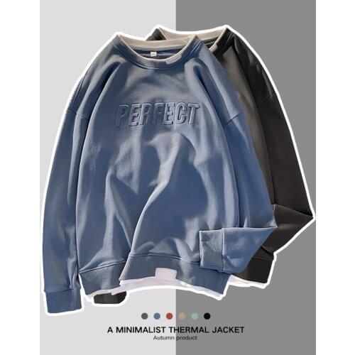 LISM Autumn Winter O Neck Solid Sweatshirts Men 2021 New Cotton Long Sweatshirts Mens Casual Loose Hoodies Sweatshirts Men Women