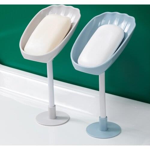 Soap Dish Drain Suction Cup Punch-free Soap Holder Box Wall Hanging Bathroom Shower Soap Shelf Storage Tray For Bathroom Gadgets