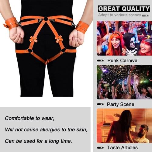 Womens Belt Harness Garters Bondage Buttocks Restraint Hand Punk Goth Leather Sword Belt Stockings Suspender Pole Dance Rave