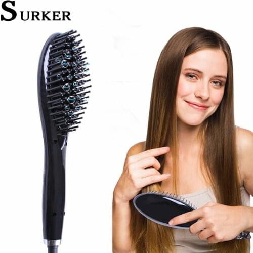 Surker Multifunctional Hair Straighting Curling Iron Comb LED Display Professional Hair Straightener Girls Hair Styling Tool