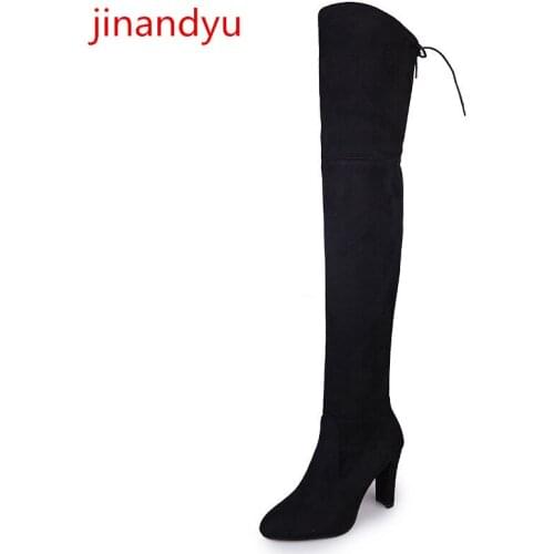 Plus Size Thigh High Boots Black Grey Red Shoe Long Boots Womens High Heels Boots Women Sexy Spring Fall Botines Elasticos Mujer
