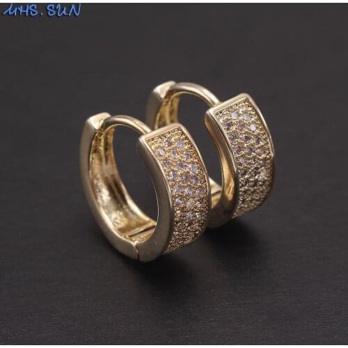 MHS.SUN Fashion Gold Color Women Hoop Earrings Luxury Mosaic AAA CZ Circle Earrings Elegant Round Ear Jewelry New