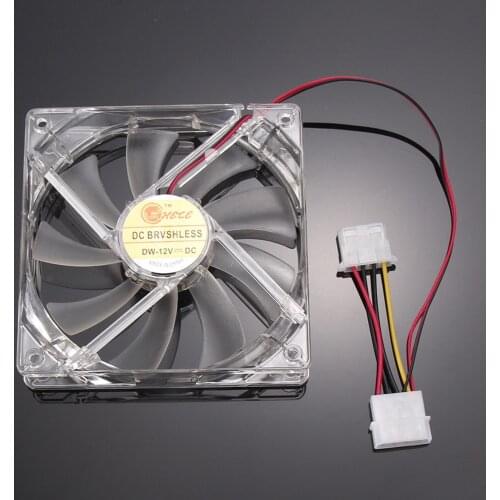 Blue Quad 4-LED Light Neon Clear PC Computer Case Cooling Fan 120 x 120 x 25mm Computer Small Cooling Fan Blue Led 9 Blades