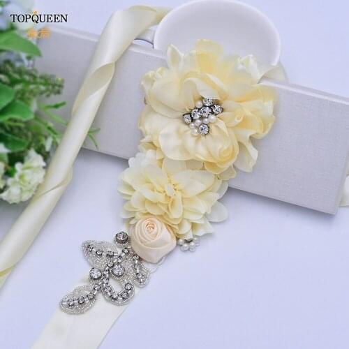 TOPQUEEN S260 Luxury Wedding Maternity Belt Dress Accessories Flower Sash Designer Womens Belts Adult Party Dress Belt Female