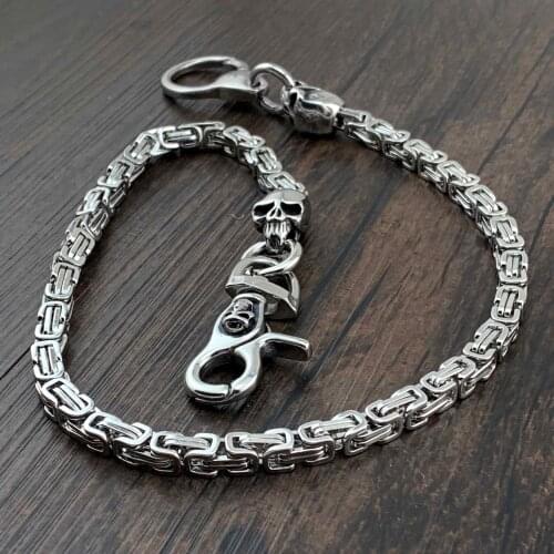 Heavy Stainless Steel Skull Curban Wallet Chain Motorcycle Biker Pants key chain