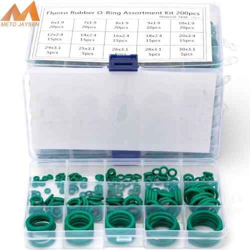 150-225PCS Fluorine Rubber FKM Sealing O-rings CS 1mm 1.5mm 1.9mm 2.4mm 3.1mm Green Gasket Replacements Kits OD 6mm-35mm S13