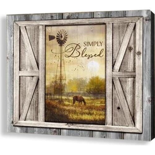 Vintage Rustic Canvas Animal Simple Blessed Painting Pictures Wall Art Farm Ox Prints For Good Mood Room Posters Livingroom