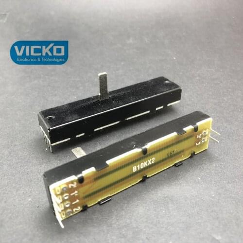 [VK]double ALPHA 73MM B10KX2 7.3CM shaft 15MM Slide potentiometer with straight bar inside flannel dust outside foot (SWITCH)