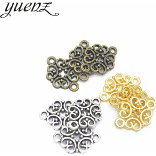 YuenZ 15pcs 4 Colors Antique silver color Zinc alloy flower Jewelry DIY Charms Pendant Necklace,Eearrings 20*13mm Q170