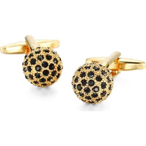 DY new high quality fashion men French shirt Cufflinks Mens dress shirts luxury gold round black crystal Cufflinks