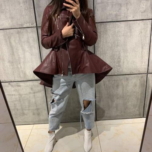 Women real leather jacket ladies genuine leather coat