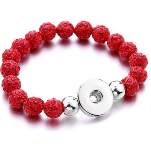 Multicolor Crystal beads 18mm snap button jewelry Elastic bracelet XH5128