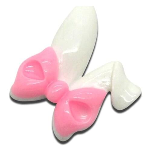 10 White Pink Lovely Resin Rabbit Head Bow Decoration Crafts Beads Flatback Cabochon Scrapbook DIY Embellishments Accessories
