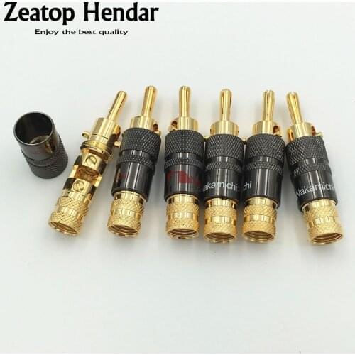 10Pcs High Quality Brass Nakamichi Speaker Cable Banana Plug with Lock Speaker Amplifier Connector