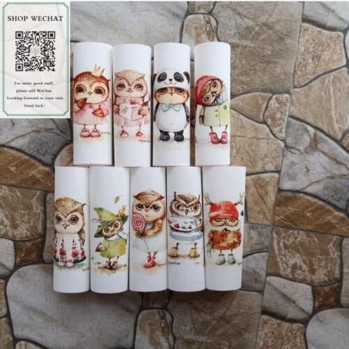 15*15cm Owl Handmade Fabric DIY Patchwork Hand Dyed Fabric Printing and Dyeing Canvas Digital Printed Fabric