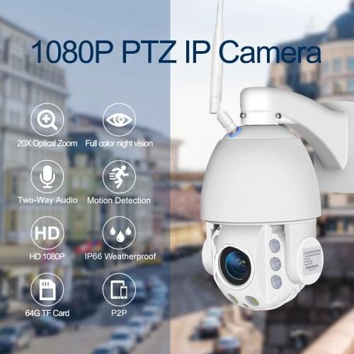 2MP IP Security Camera wifi wireless Two Way audio Pan CCTV Dome Weatherproof Camera X 20 Night Vision PTZ Outdoor Camera
