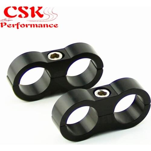 2pcs AN10 19mm Braided Hose Separator Clamp Fitting Adapter Bracket Black/Blue/Red/Silver