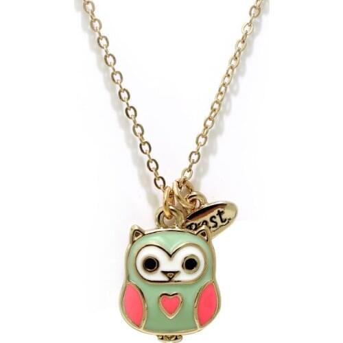 2020 New Fashion Jewelry Gold Color Enamel Cute Owl Necklaces For Women Girl Small Animal Pendant Necklace Party Gift