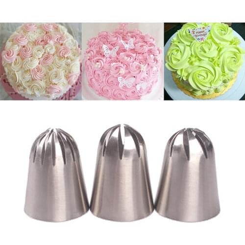 3 PCS Large Cream Nozzle Pastry Stainless Steel Icing Piping Tips Set Cakes Decorating Baking tools