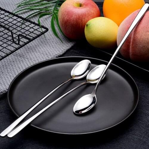 304 stainless steel ice spoon bar long handle ice spoon Korean stainless steel tableware stirring coffee spoon hotel supplies