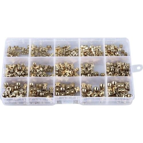 360Pcs Thread Insert Female Thread Knurled Nuts Round Injection Molded Brass Embedding Nuts Assortment M2 M3 M4 M5